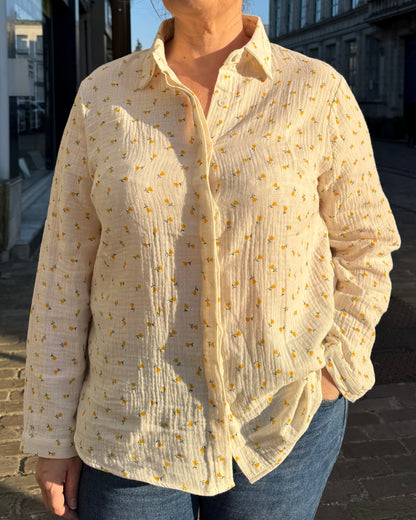 Chemise fleurs jaune
