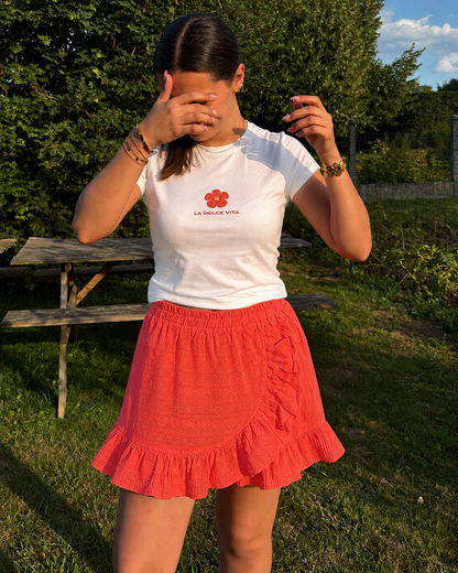 Jupe short cœur corail