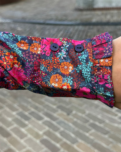 Chemise fleurie grand col multicolore