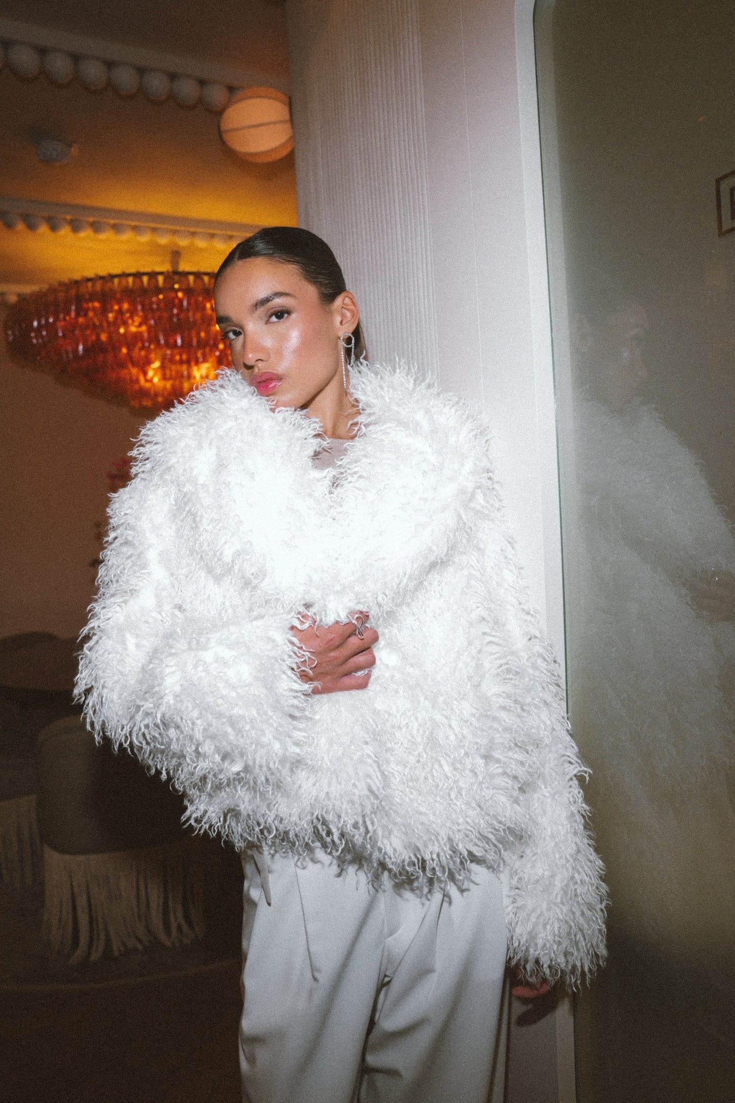 Veste fourrure fluffy crème