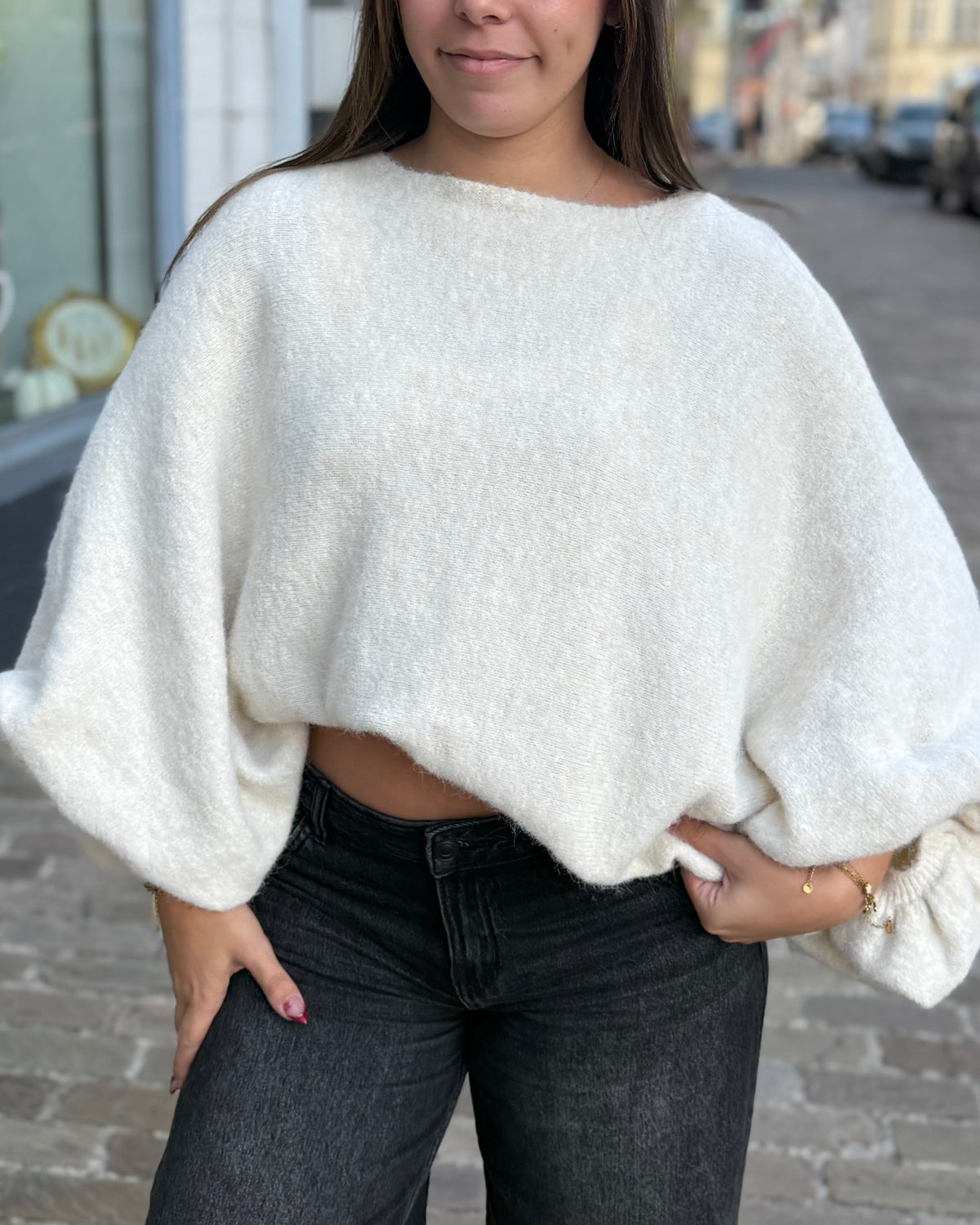 Pull oversize chauve souris écru 36 à 50