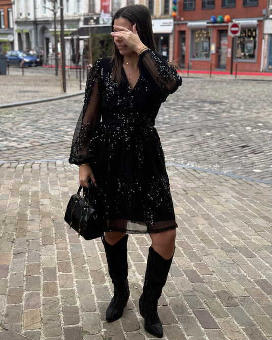 Robe sequin Mélissa noir