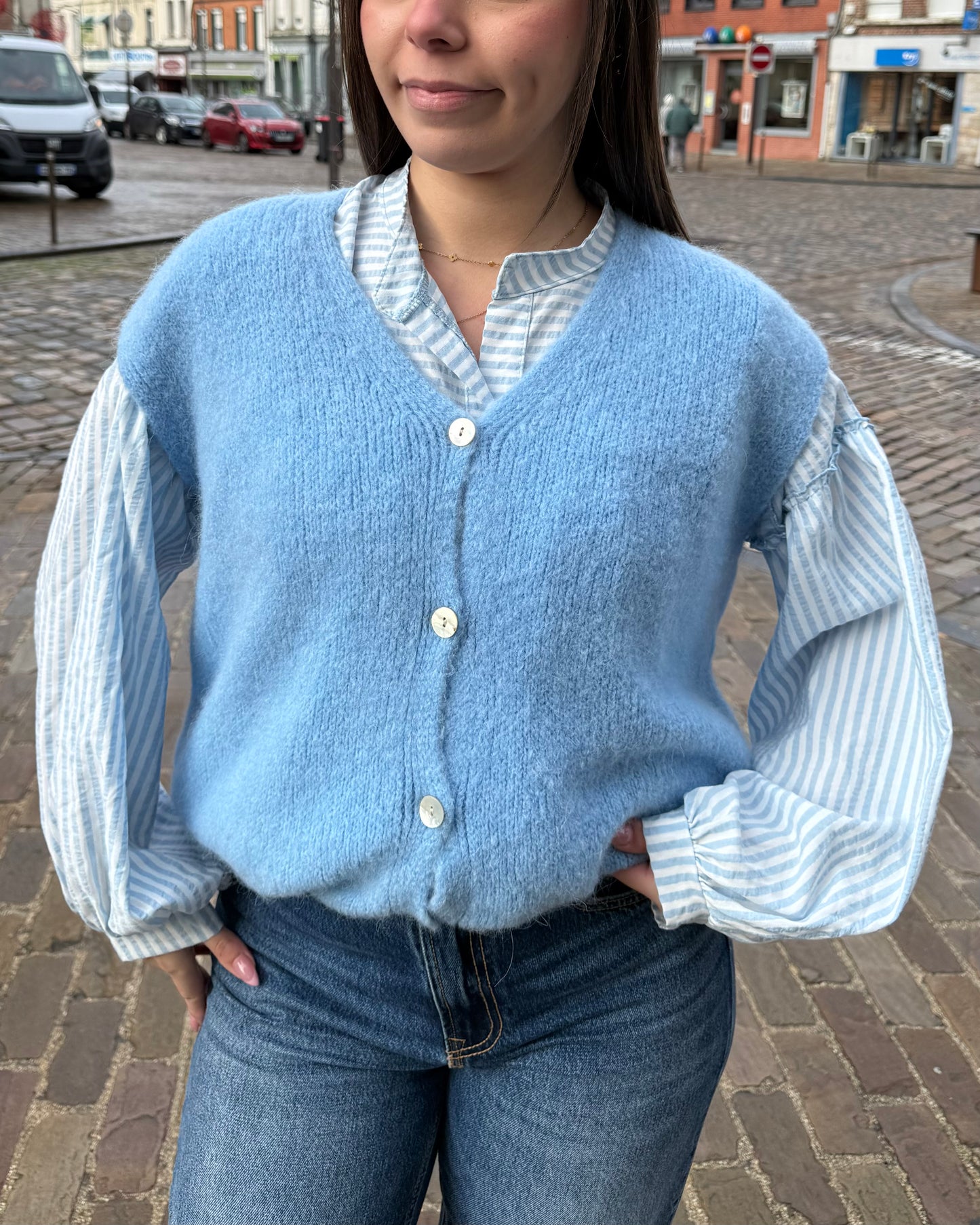 Gilet Héraïs ciel réassort