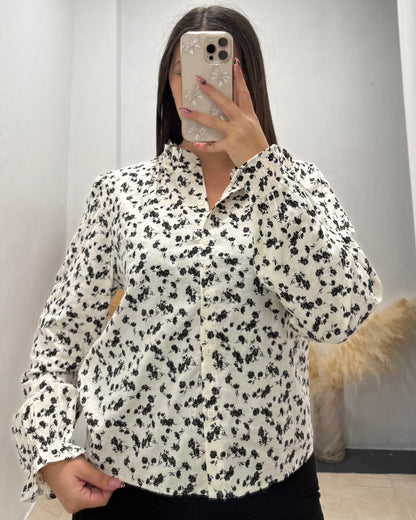 Chemise fleurs noires