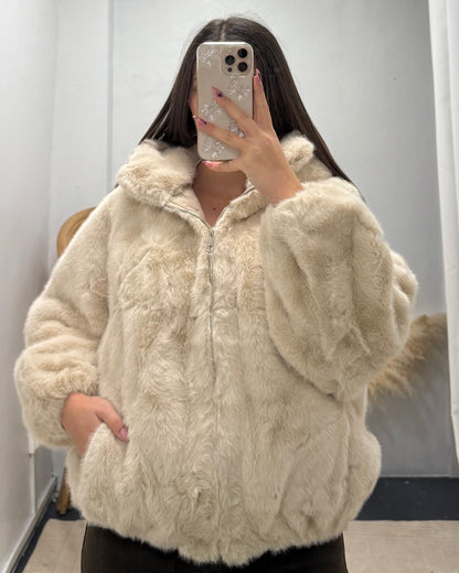 Veste fourrure beige Idalia