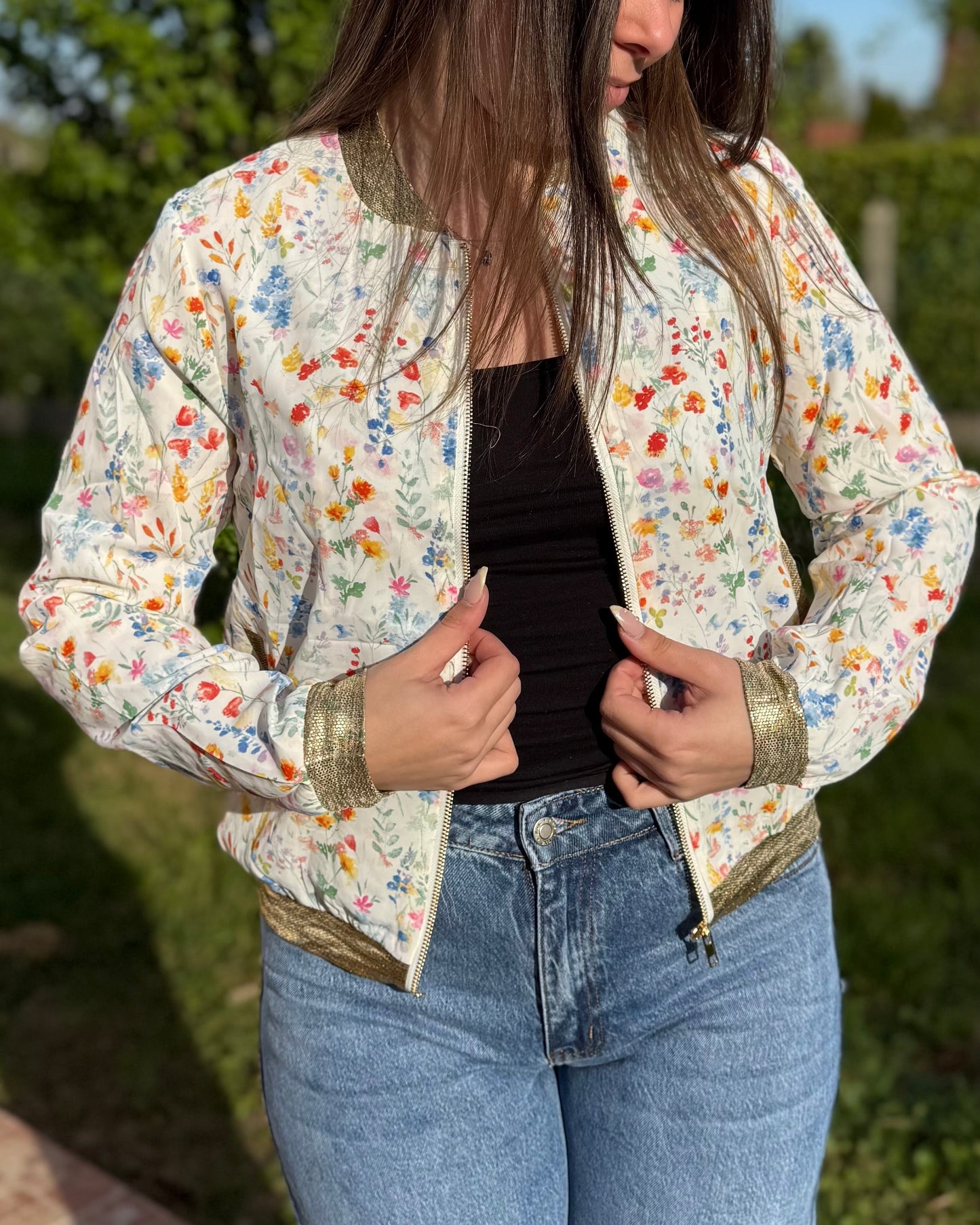 Veste fleurs orange