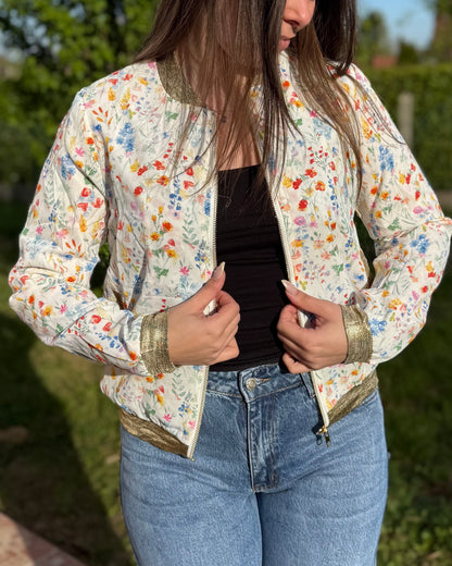 Veste fleurs orange