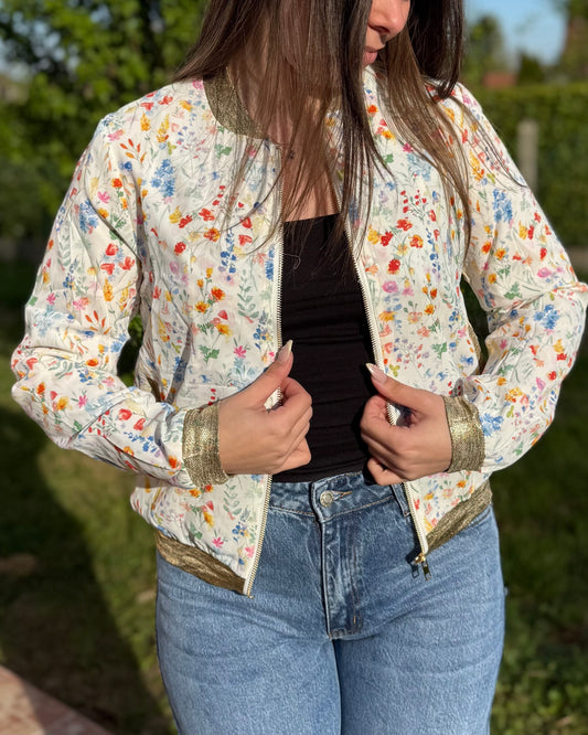Veste fleurs orange