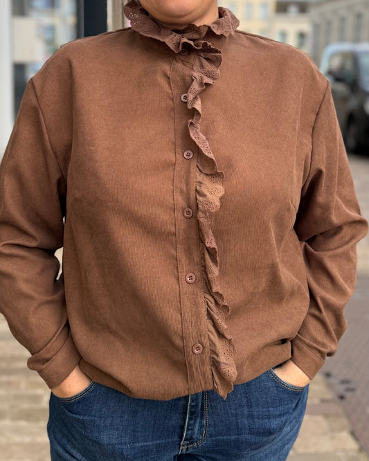 Chemise marron velours côtelé
