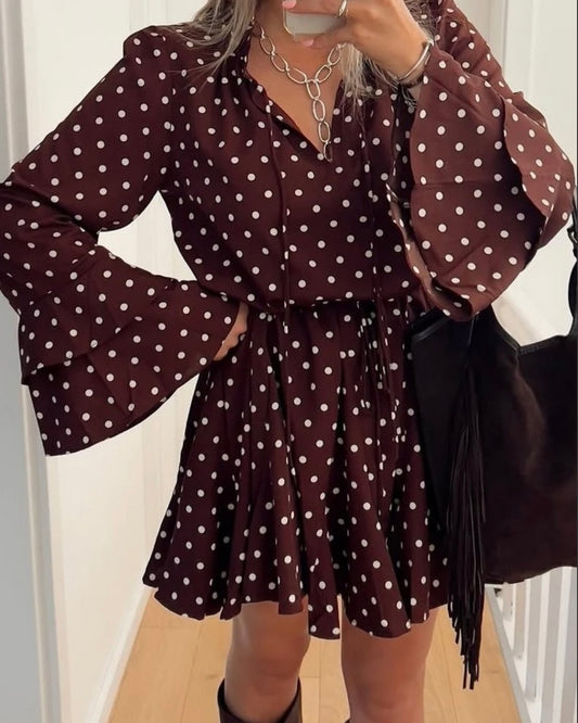 Robe pois marron