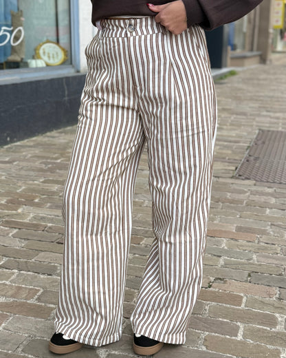 Pantalon rayures camel