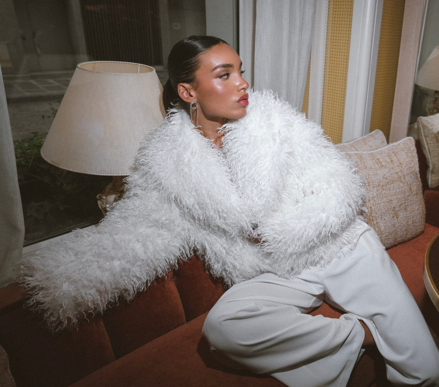 Veste fourrure fluffy crème