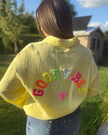 Chemise good vibes jaune