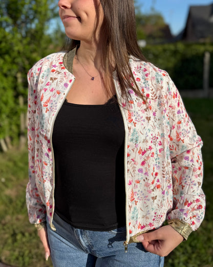 Veste fleurs rose