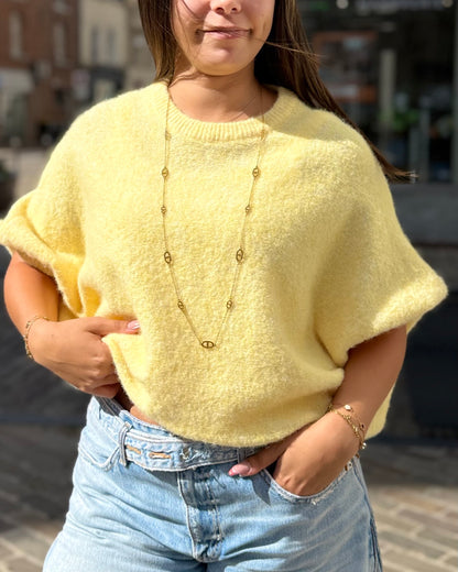 Pull jaune manches 3/4