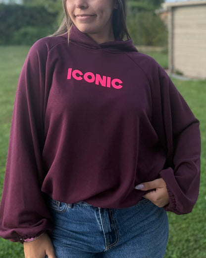 Sweat capuche Iconic bordeau