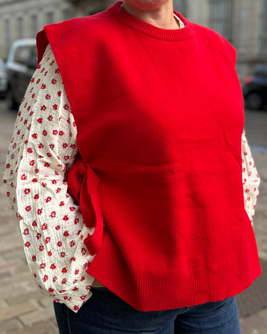 Pull sans manches rouge