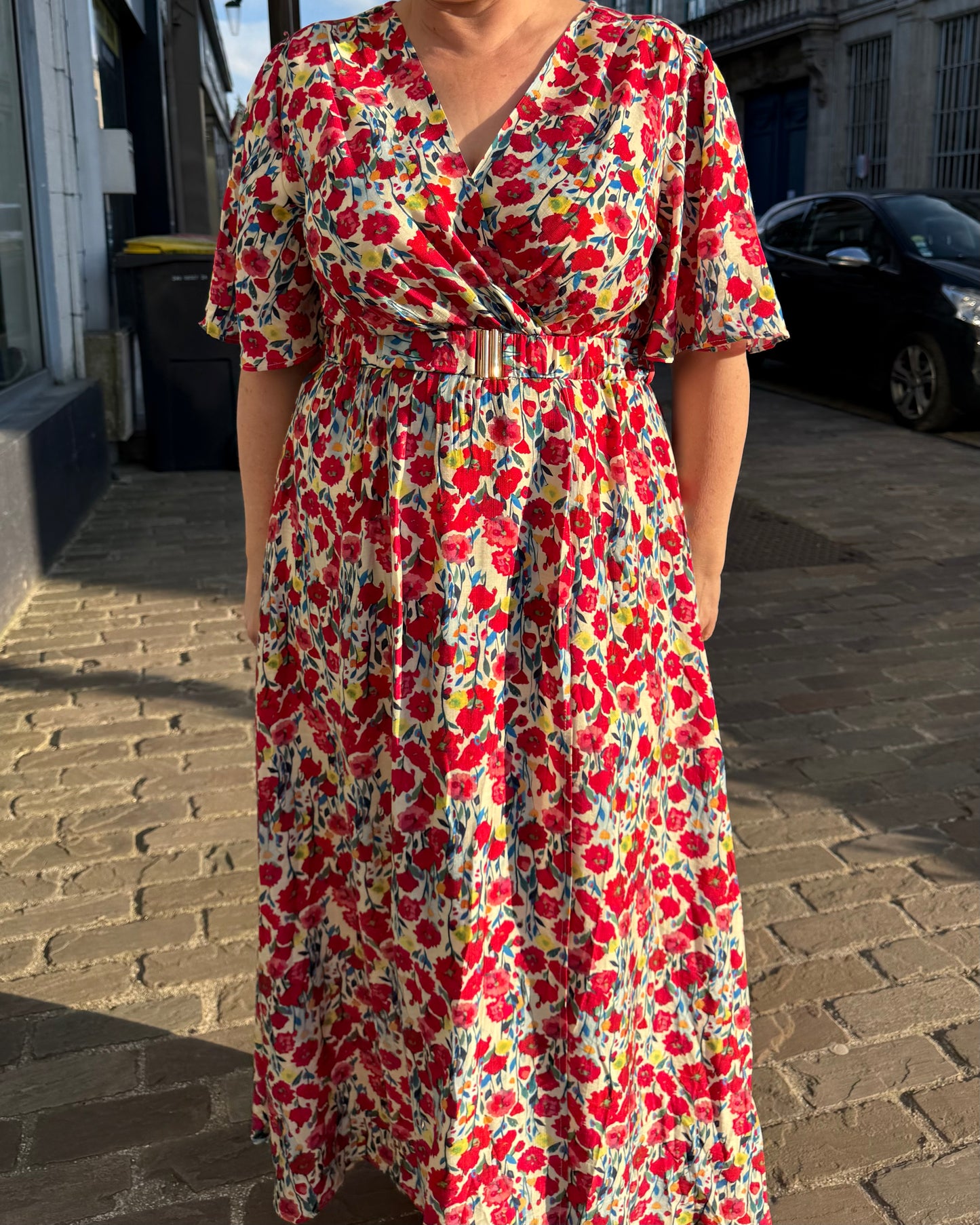 Robe fleurs rouge