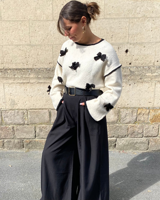 Pantalon large habillé noir