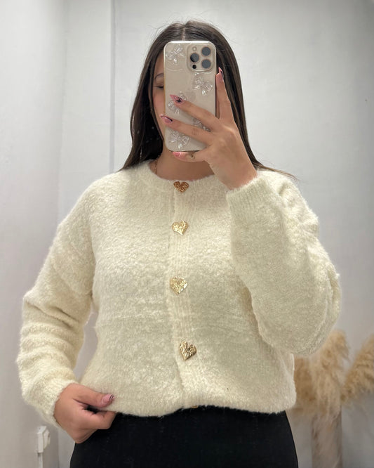 Gilet cœur beige