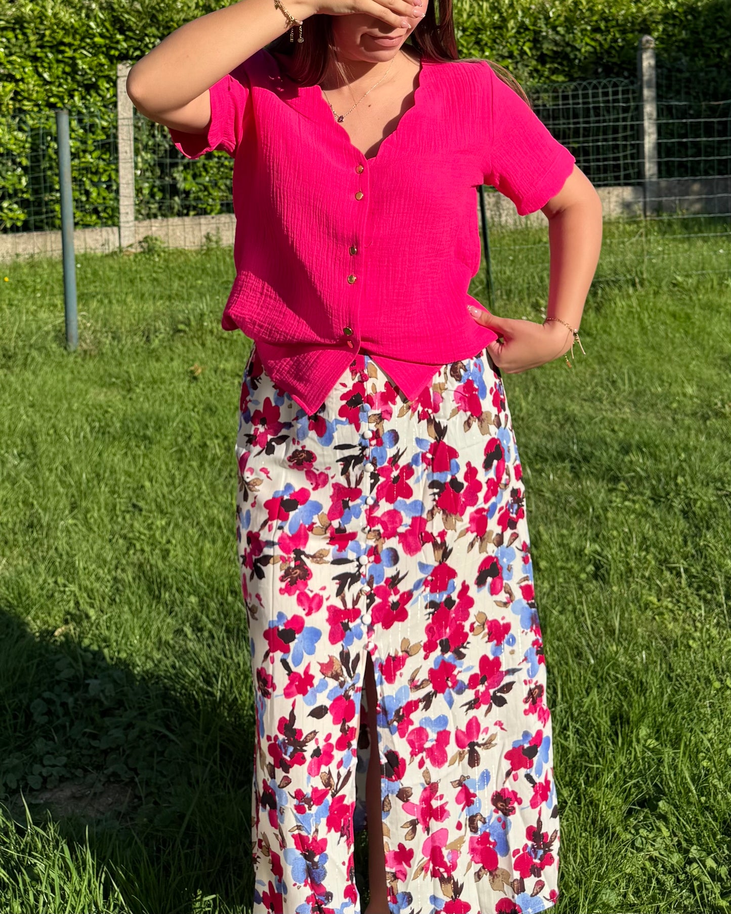 Chemise gaze de coton fushia
