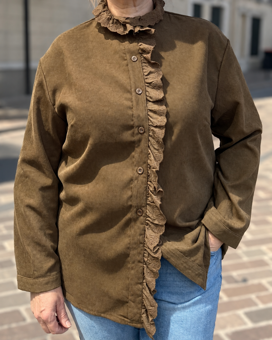 Chemise marron velours côtelé