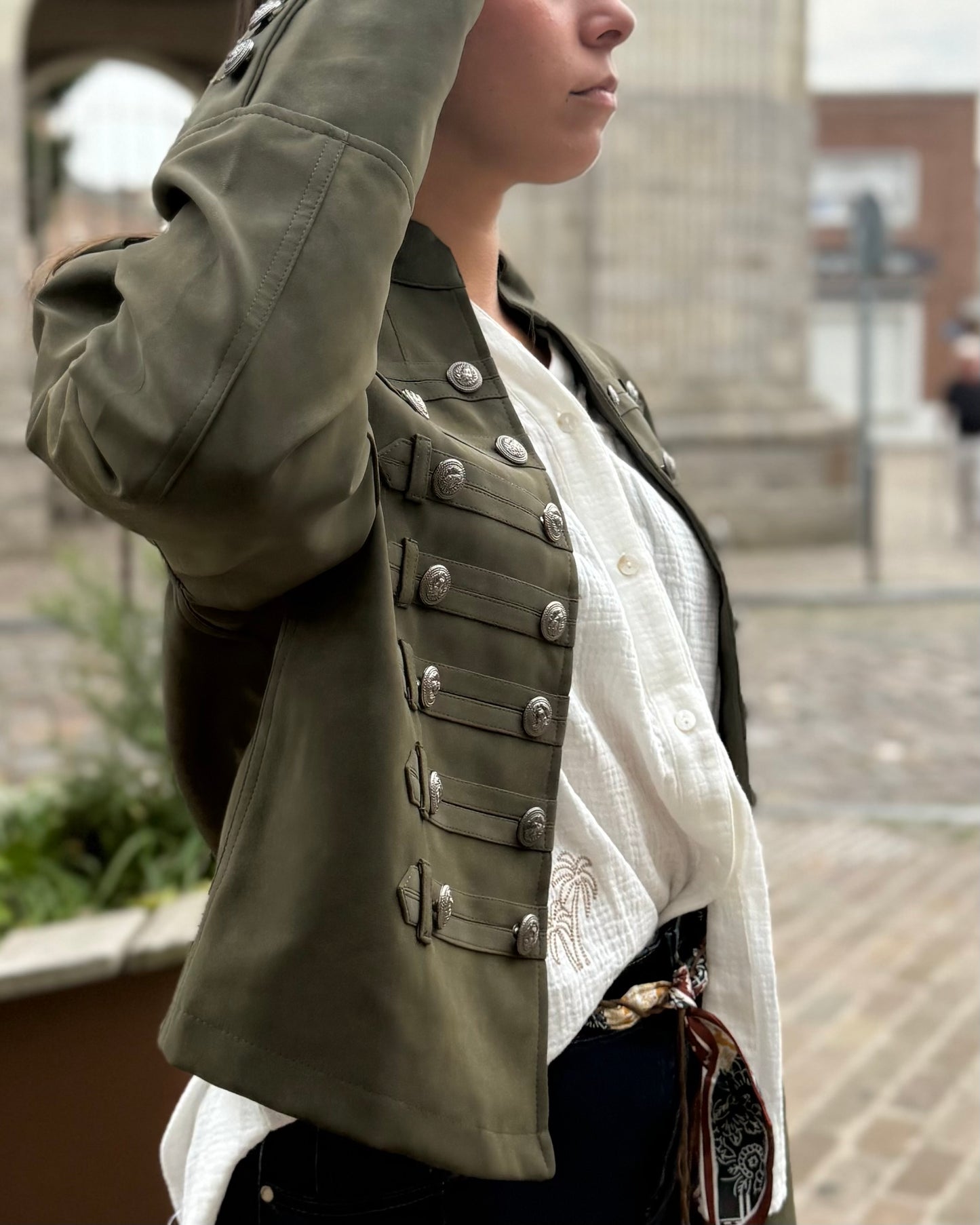 Veste kaki similicuir