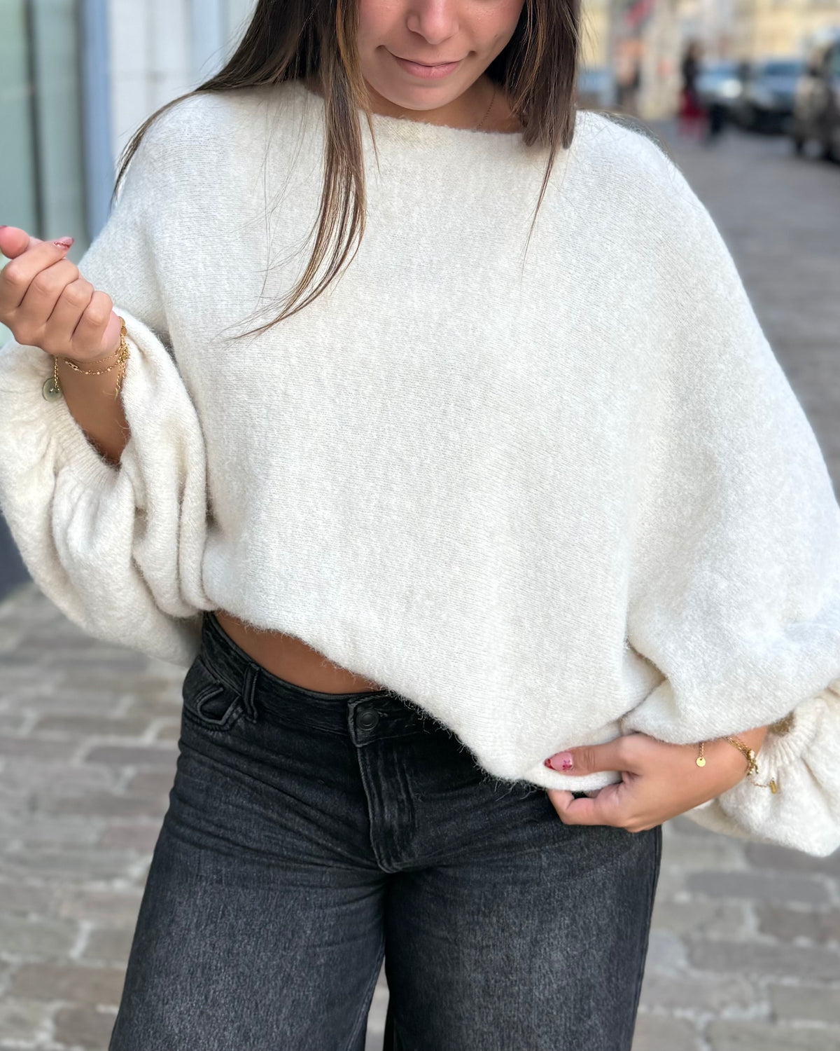 Pull oversize chauve souris écru 36 à 50