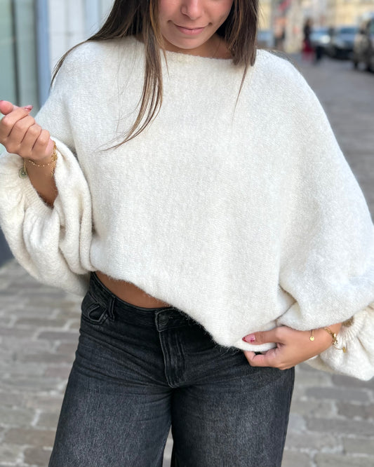 Pull oversize chauve souris écru 36 à 50