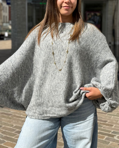 Pull oversize chauve souris gris 36 à 50
