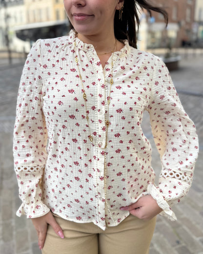 Chemise gaze de coton bordeaux