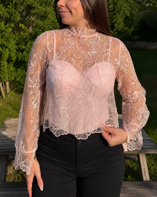 Haut dentelle rose
