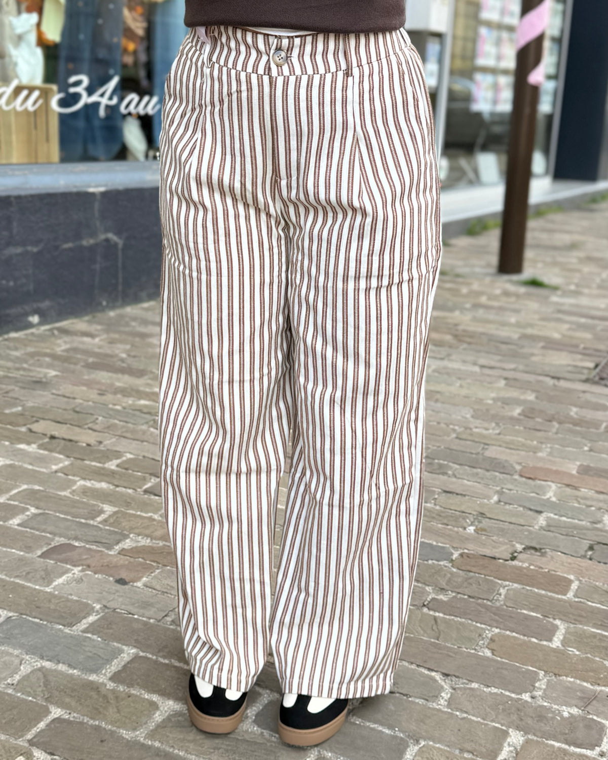 Pantalon rayures camel