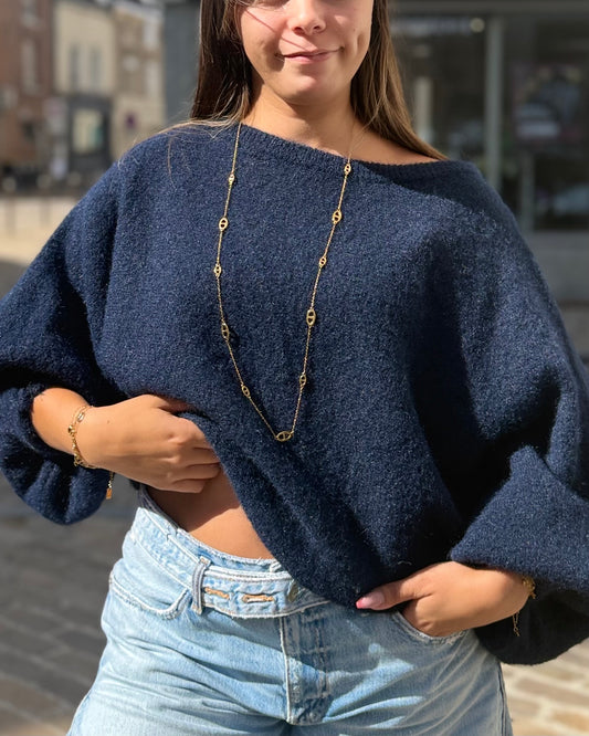 Pull épaule dénudée marine