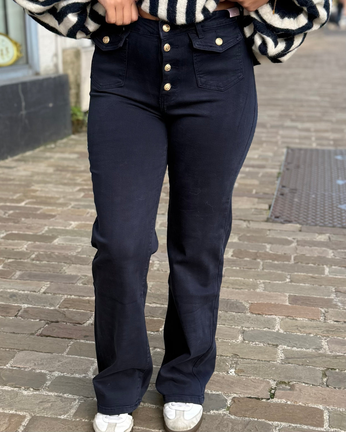 Jean wide leg marine