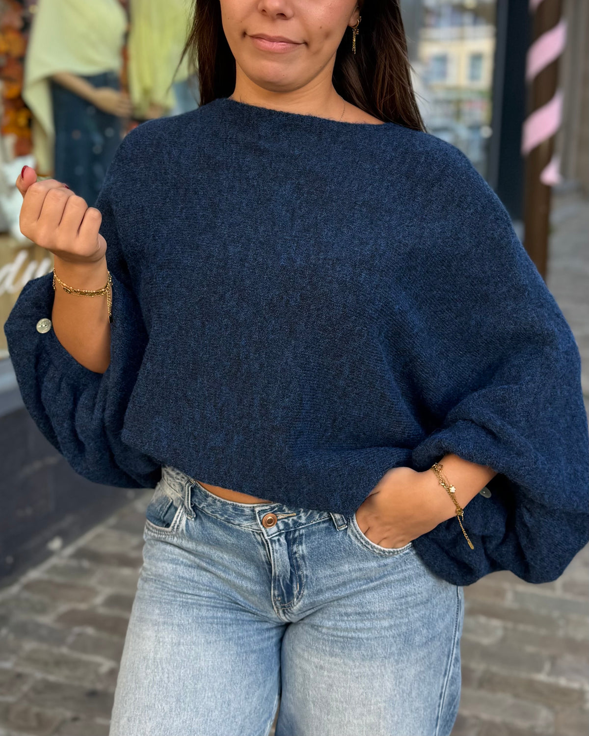 Pull oversize chauve souris marine 36 à 50