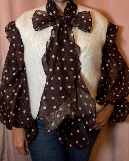 Chemise marron à pois