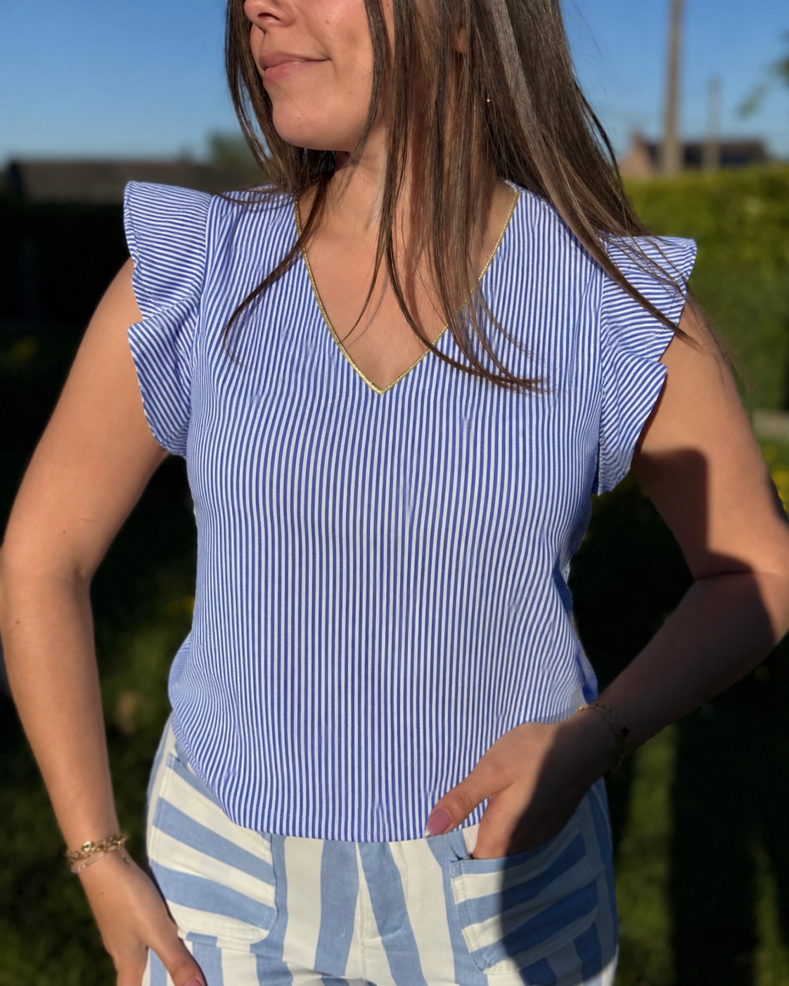 Haut rayures bleu