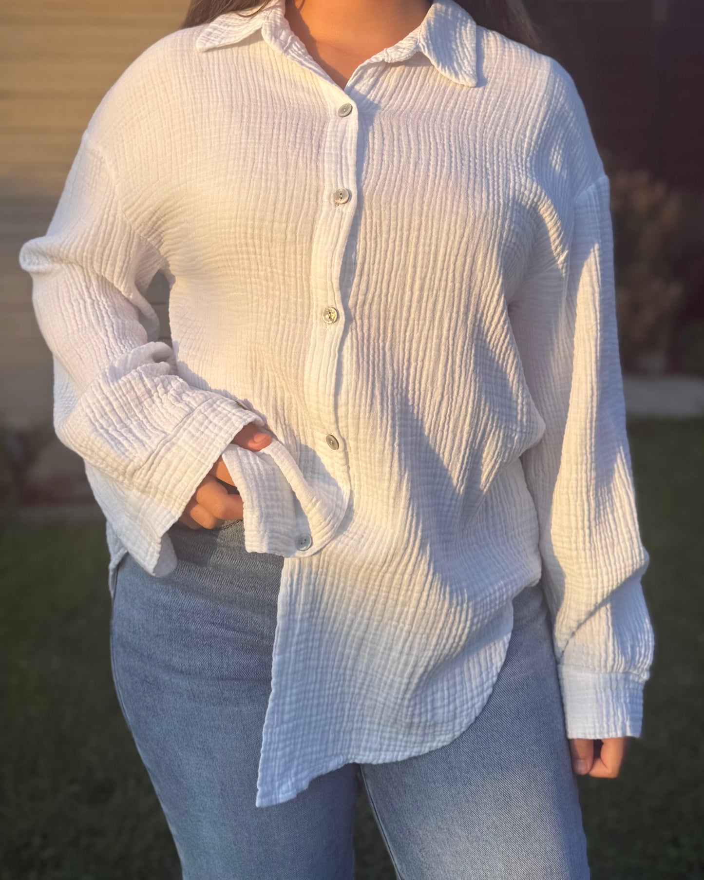Chemise good vibes blanc