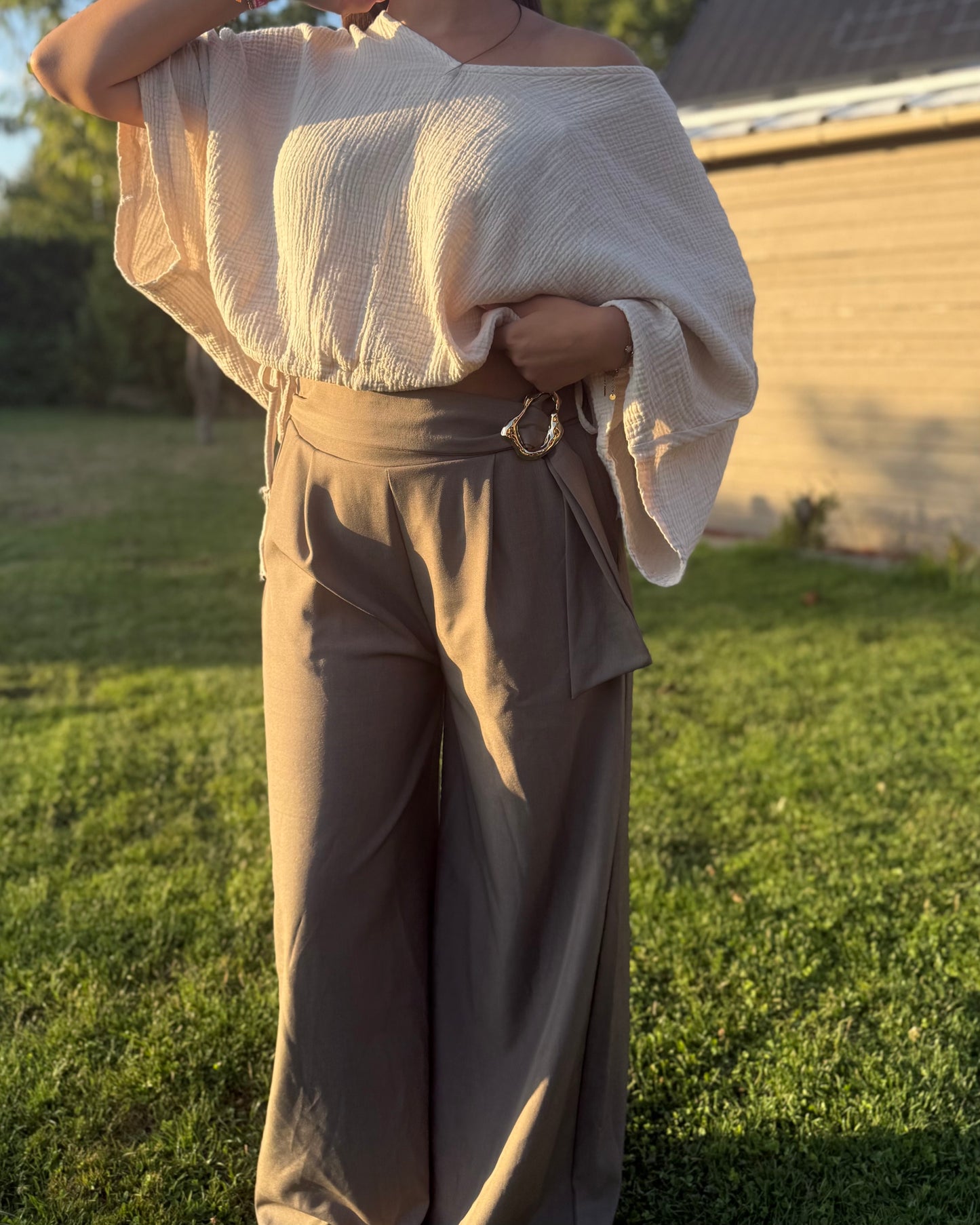 Pantalon fluide taupe