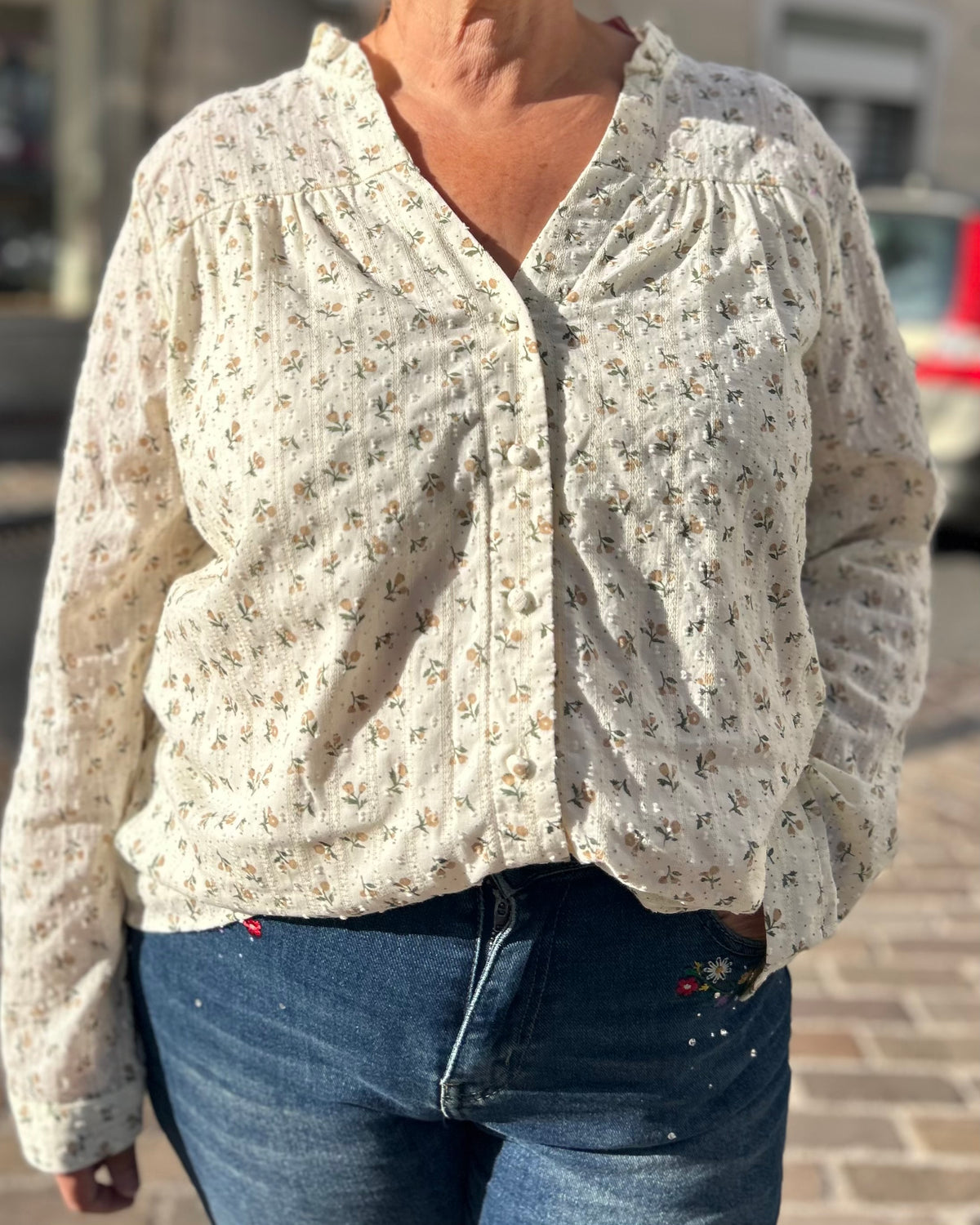 Chemise kaki beige texturé