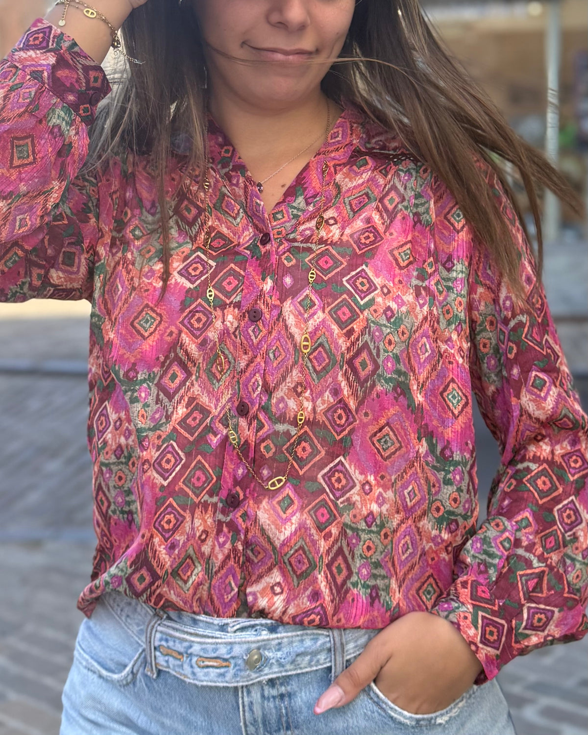 Chemise fluide motifs baroques