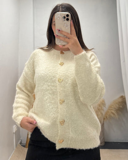Gilet cœur beige