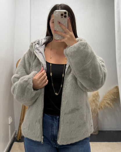 Veste fourrure grise