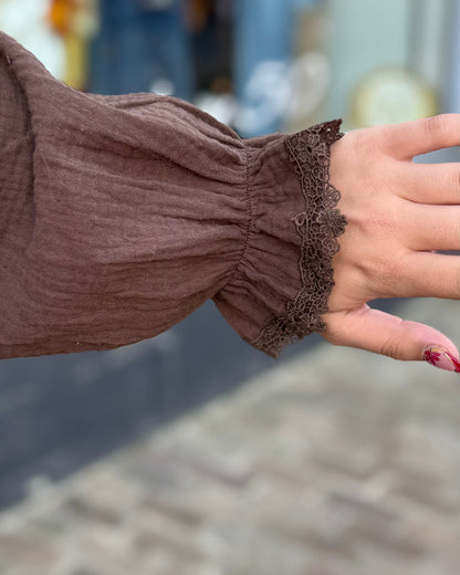 Chemise gaze de coton marron