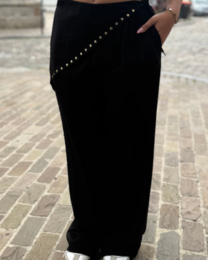 Pantalon fluide avec bandeau noir