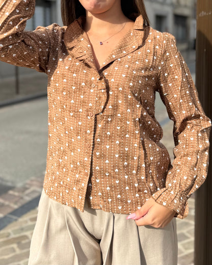Chemise cœur marron