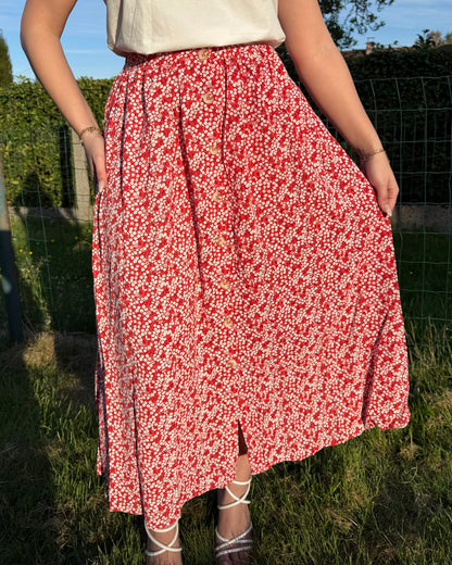 Jupe fleurs rouge
