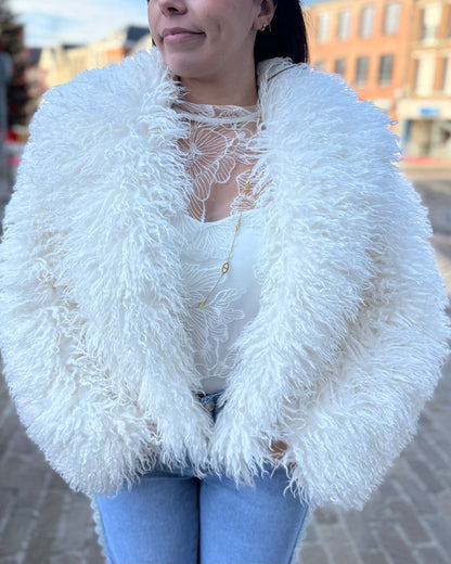 Veste fourrure fluffy crème