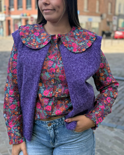 Chemise fleurie grand col multicolore